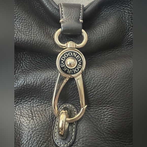 Dooney & Bourke florentine logo lock shoulder bag in dark brown. - Picture 7 of 9